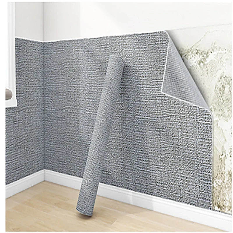 papier peint adhésif pvc moderne gris clair blanc tissu opaque intérieur isolation thermique 5m