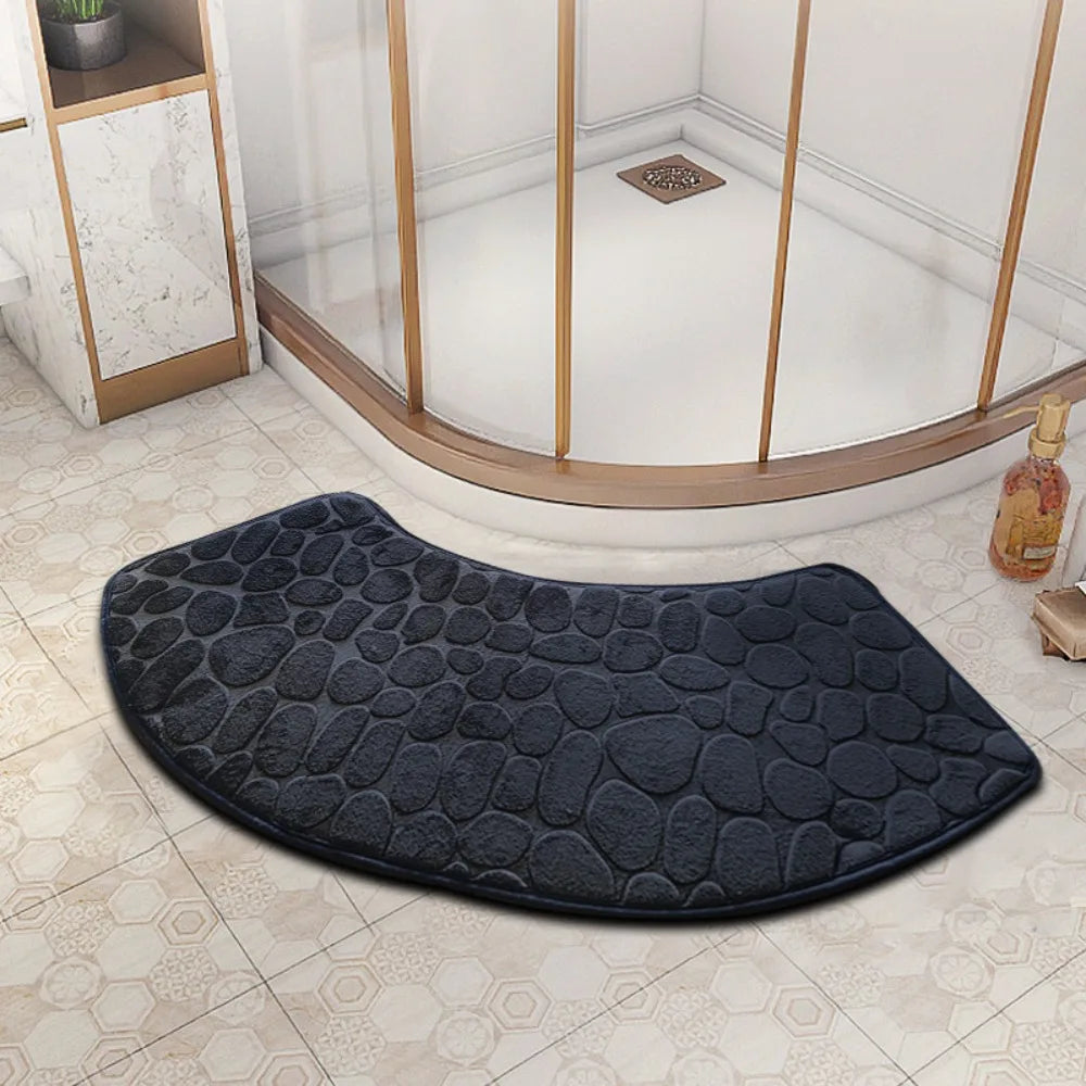 tapis bain gris moderne texture cailloux antidérapant absorbant eva 30x60cm
