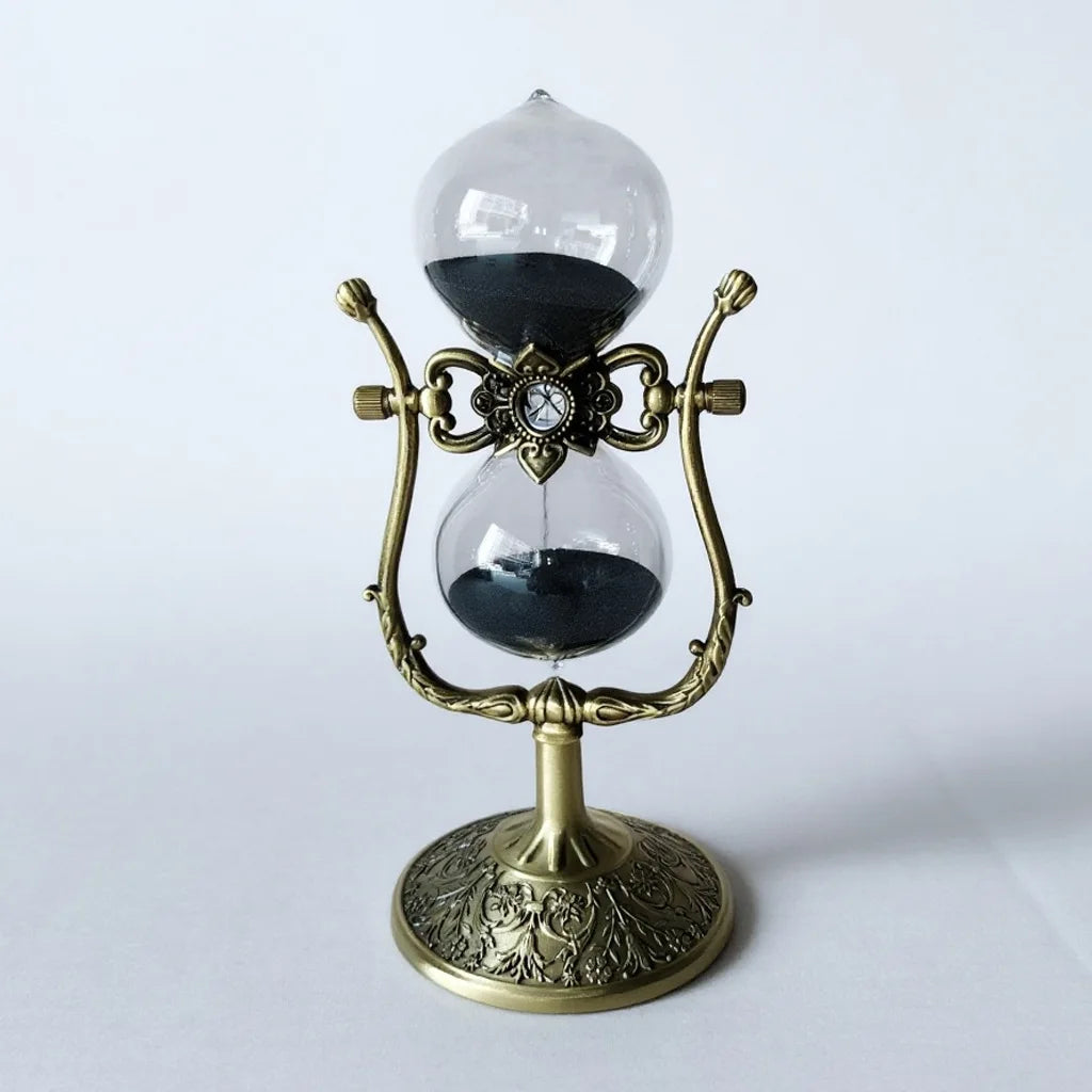 Sablier décoratif vintage en alliage de zinc avec finition bronze antique