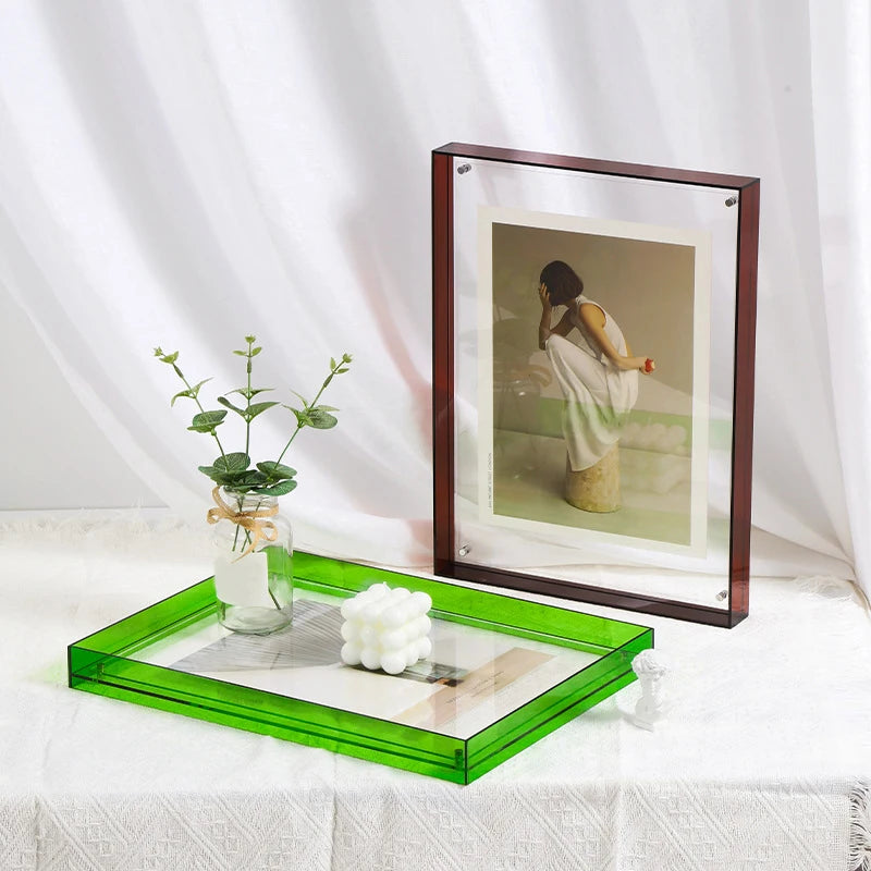 cadre photo moderne acrylique transparent visibles orange bleu vert rose marron minimalisteintérieurDecorationMuraleSalleAMainBureau