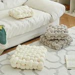 coussin mousse mémoire forme anti décubitus polyester coton rectangulaire blanc motif boules moderne adhesive