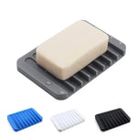 support savon silicone gris moderne égouttoir salle bains drainant auto égouttement horizontal ridé