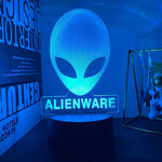 Lampe à lave Alien allumée en bleu