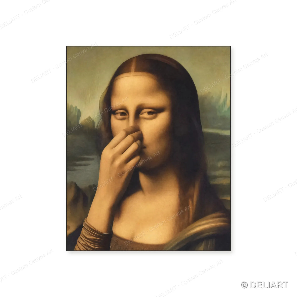 toile d'art mona lisa humour renaissance décoration salon chambre fade résistante glossy canvas