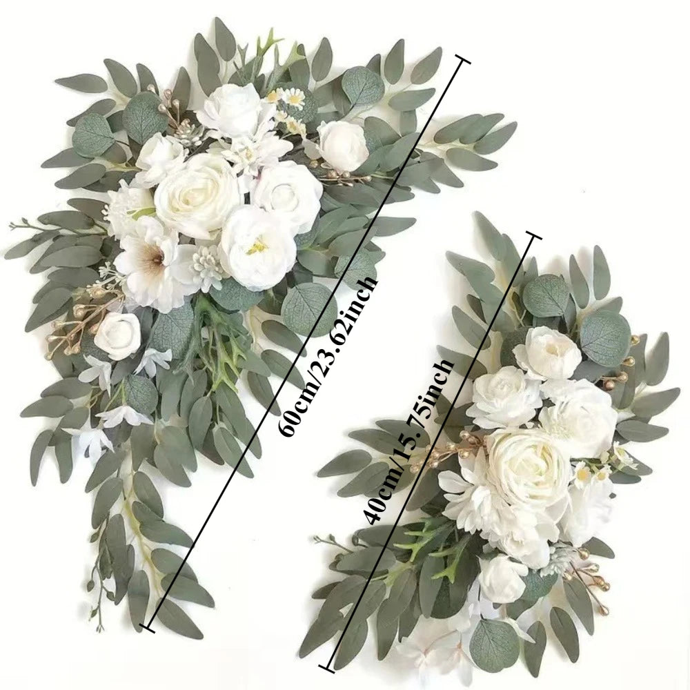 guirlandes florales décoratives mariage rose eucalyptus blanc romantique champêtreextérieur