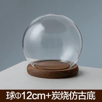 boule verre transparent socle bois décoration d'intérieur moderne objet d'exposition moderne