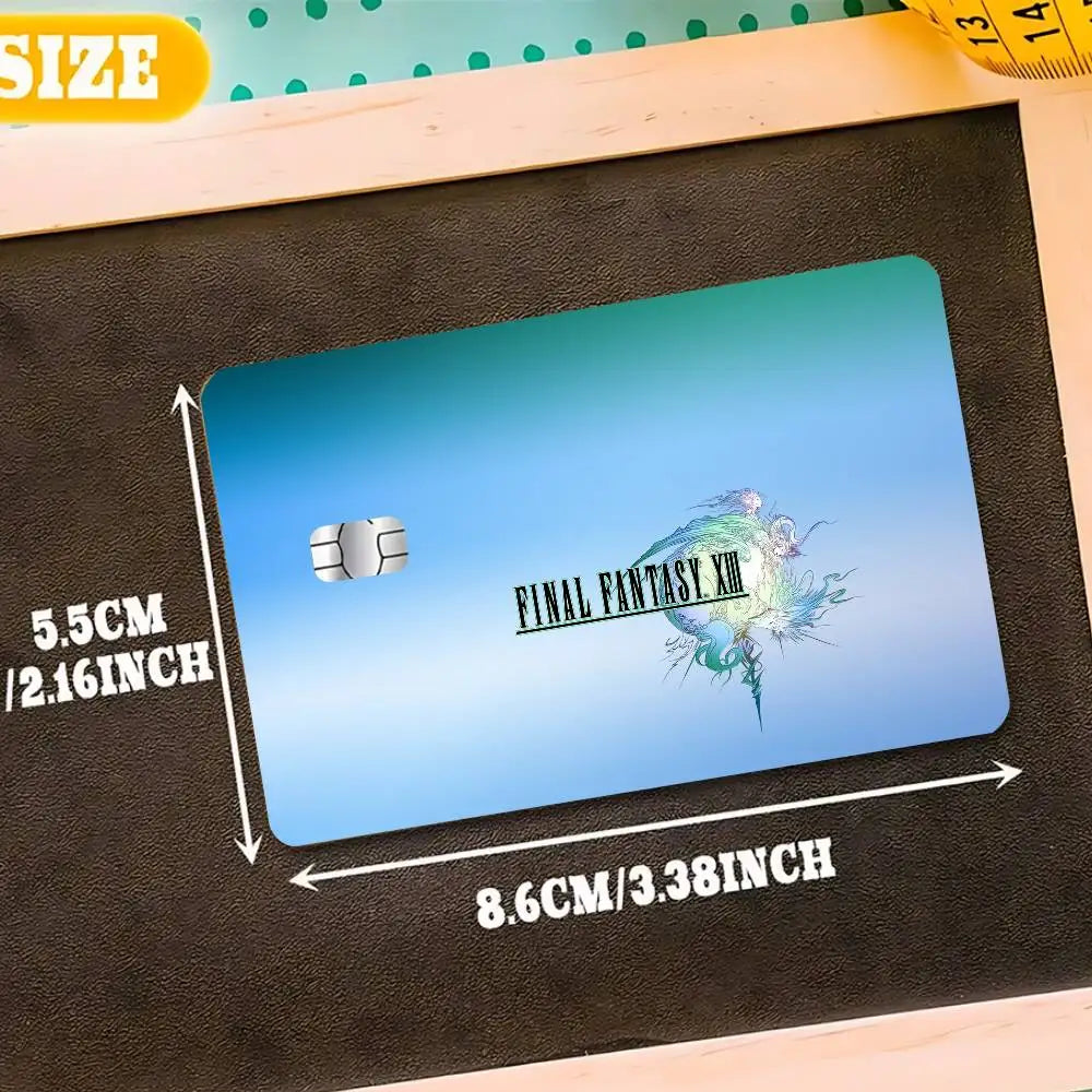 autocollants carte bancaire final fantasy moderne bleu vert waterproof réutilisable set stickers papier