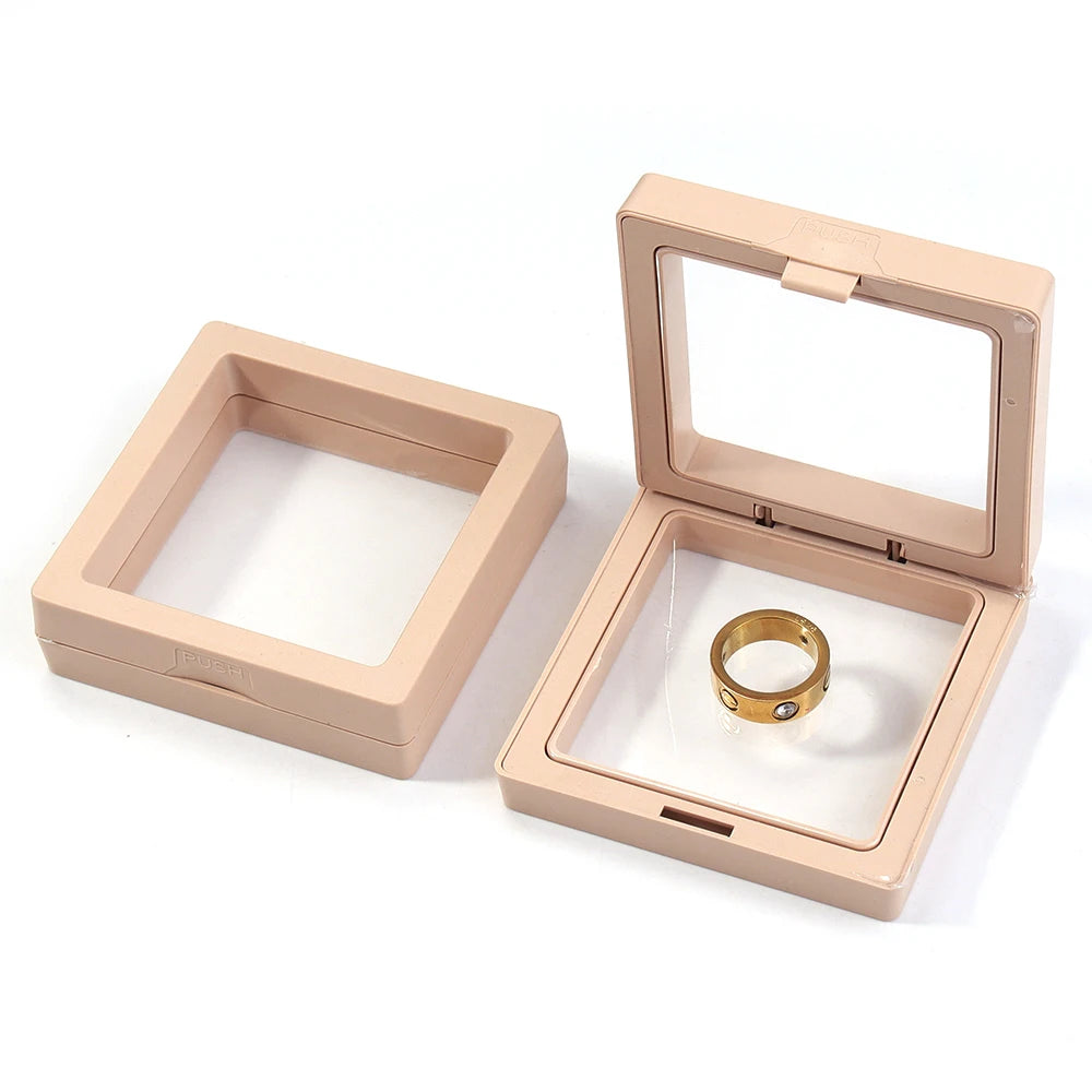 boîte rangement bijoux transparente carrée portable boucles d'oreilles colliers bagues