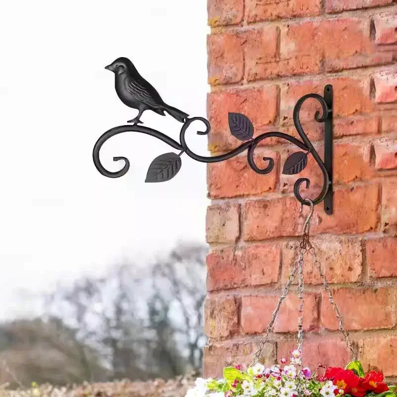 supports murals décoratifs oiseau feuilles fleurs noires rouges suspendus extérieur patio balcon