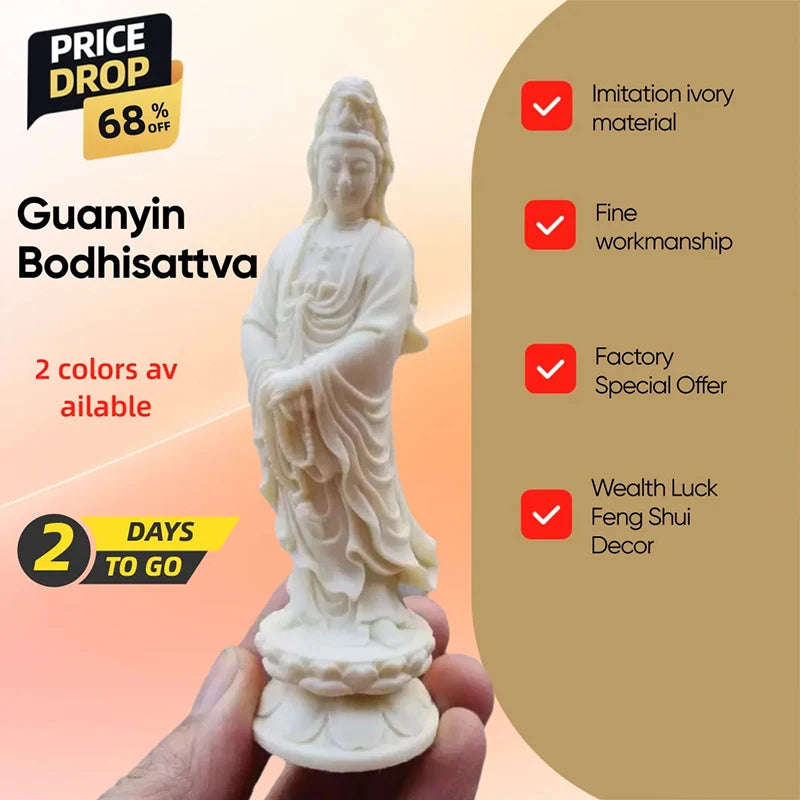 statue guanyin bodhisattva résine blanche feng shui décoration intérieure lotus 12cm haute qualité chambre