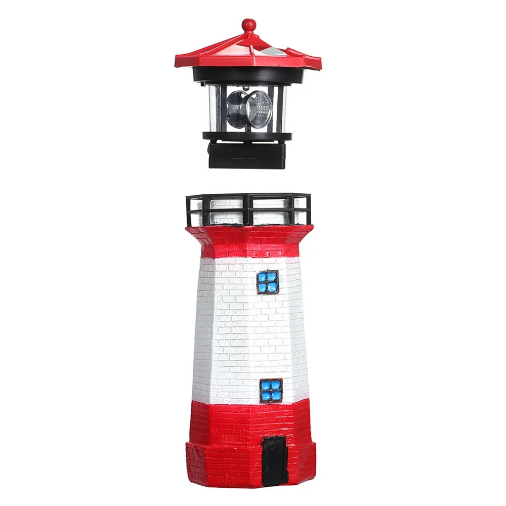 phare solaire rotatif rouge blanc certification ip65 classiqueextérieur jardin decoration