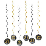 décoration suspendue anniversaire moderne numéros 13 16 18 21 noir points dorés festive