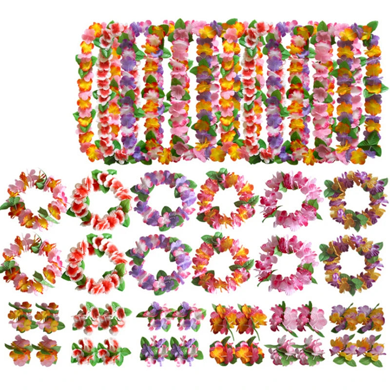 bracelets fleurs artificielles tropicales multicolor adhésifs extérieures décoration maison fêtes hawaii plage