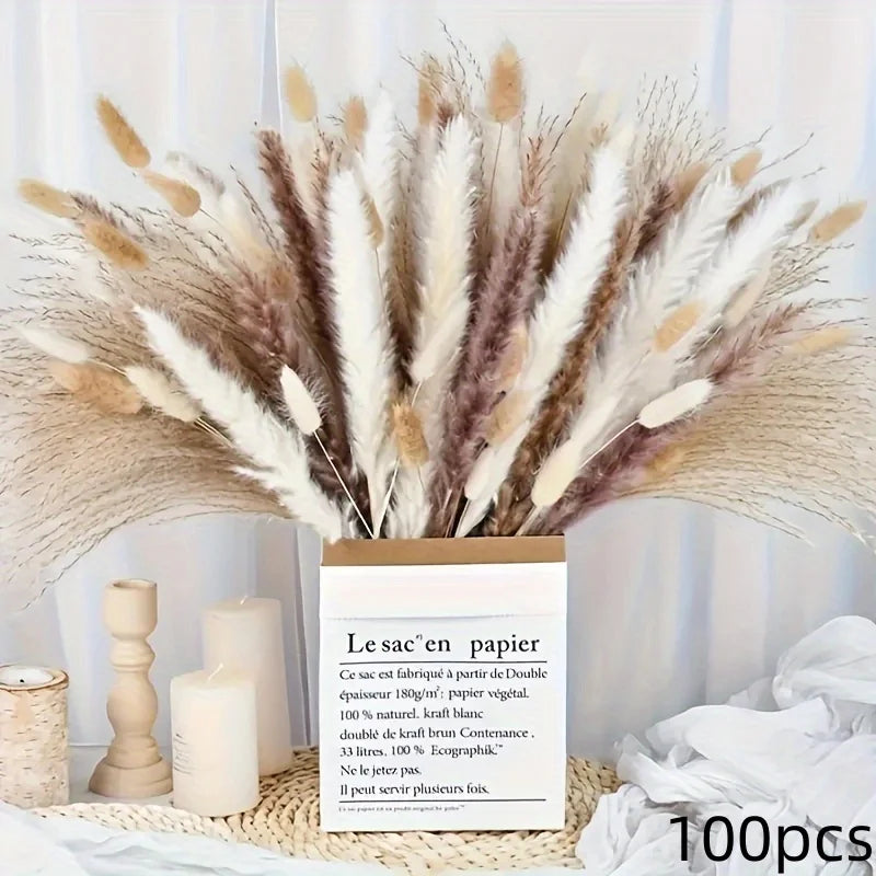 bouquet fleurs séchées beige vert boho rustique décoration intérieure anniversaire mariage pendaison crémaillère