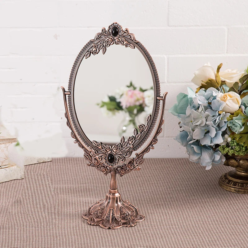 miroir ovale or floral classique dressing sans luminaire rotationnable maison