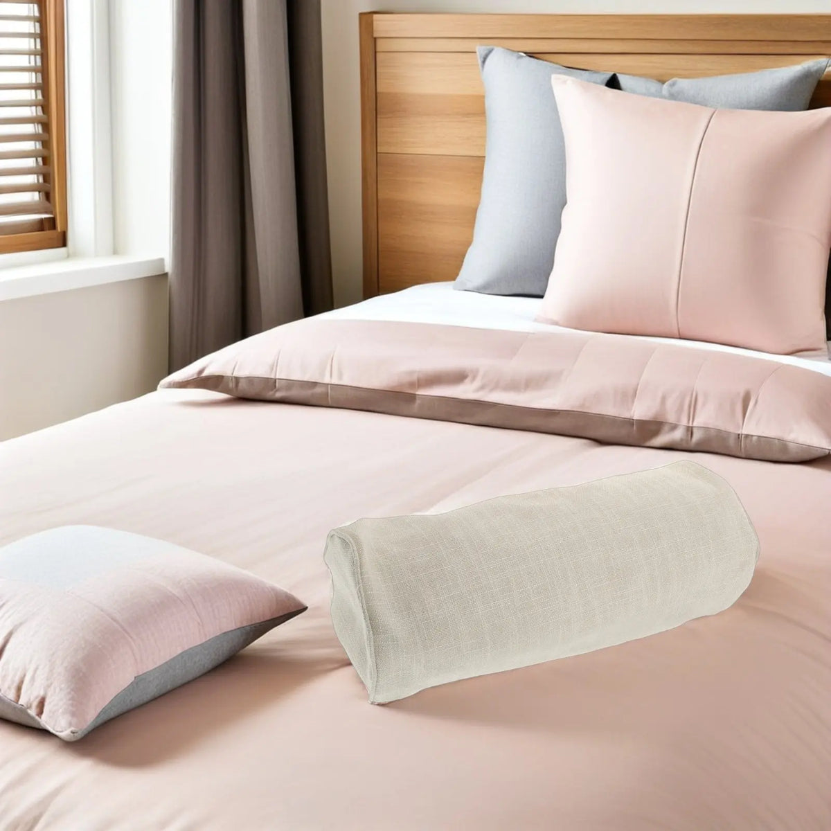 coussin lombaire housse polyester coton lit voyage couverture roulée moderne beigeclair texturelin