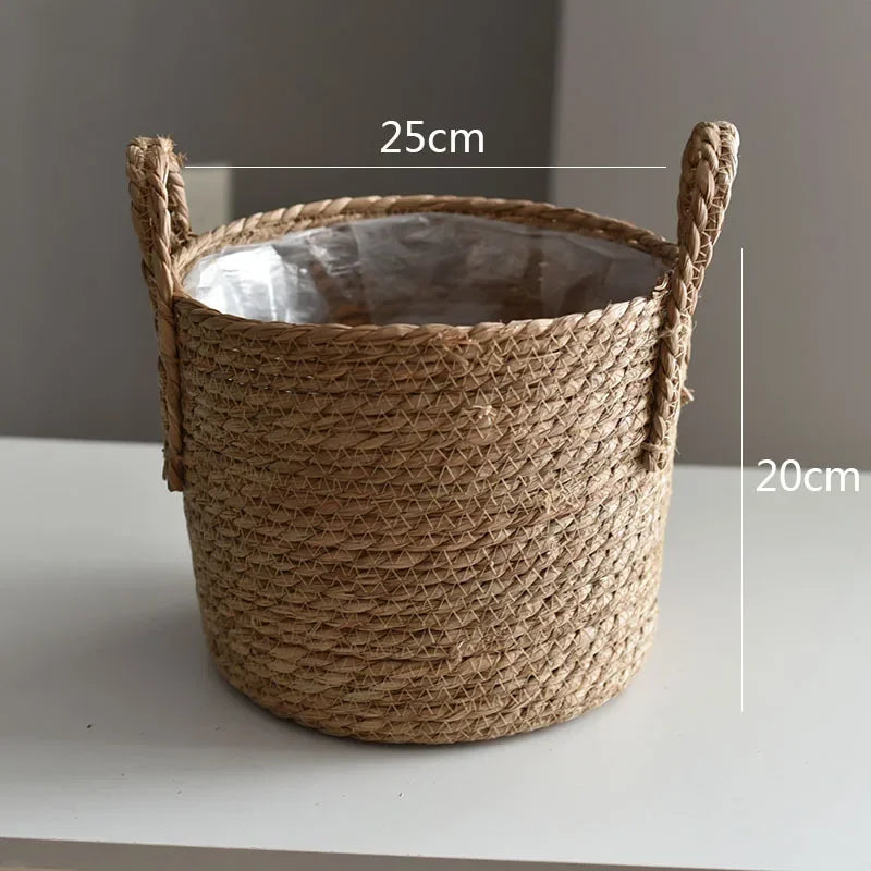 paniers rangement rotin marron clair tressé réutilisables pliables boho chic 20 25 30cm