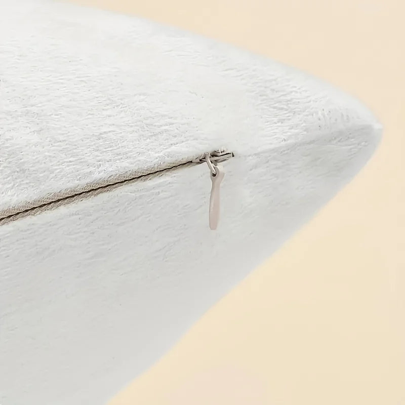 housse coussin carré motif chouettes neige texture veloutée polyester blanc moderne maison chambre coucher