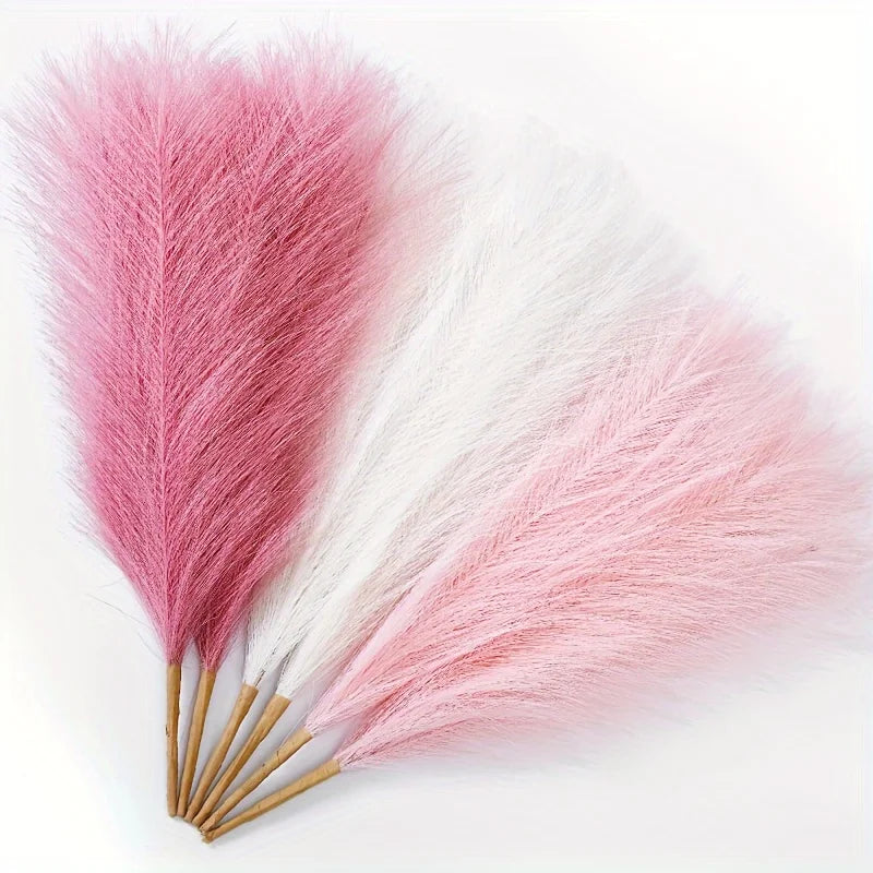 plumes pampa artificielles crème blush roses décoration intérieure naturelle fluffy festive arrangement chambre événement