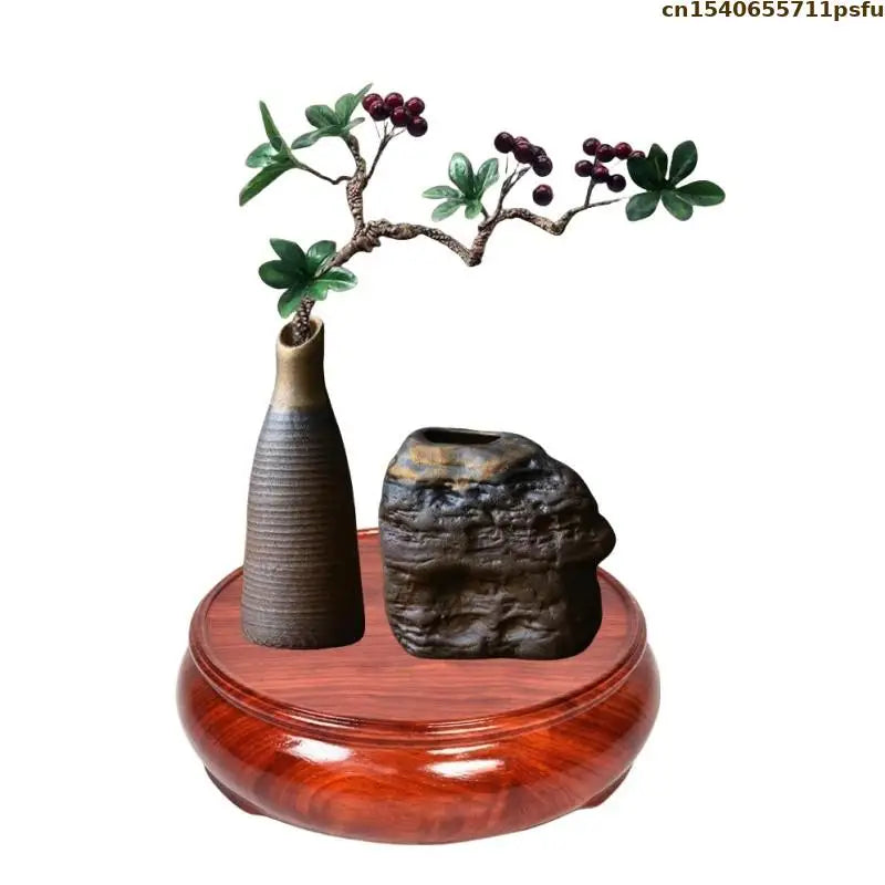Support décoratif bois rose classique lisse brillant rouge brun objets