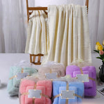 serviette face absorption rapide toilette polyester coton rose beige vert blanc bleu violet douce