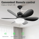 ventilateur moderne lumière led télécommande blanc noir pales lisses minimaliste