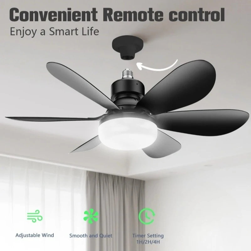 ventilateur moderne lumière led télécommande blanc noir pales lisses minimaliste