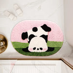 tapis bain imperméable antidérapant moderne polyester pelucheux panda rose clair vert bleuclair enfantin