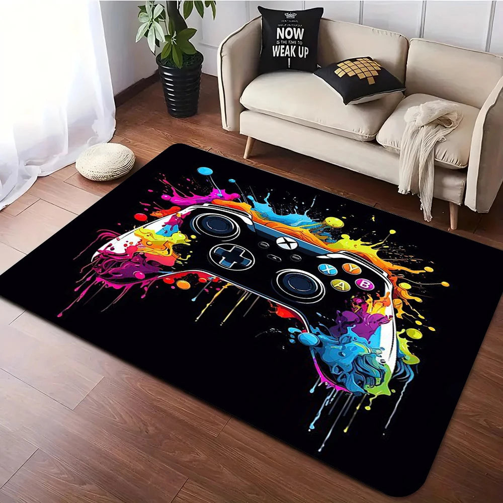 tapis jeu enfant chambre motif manette jeux vidéo velours antidérapant grande taille décoratif