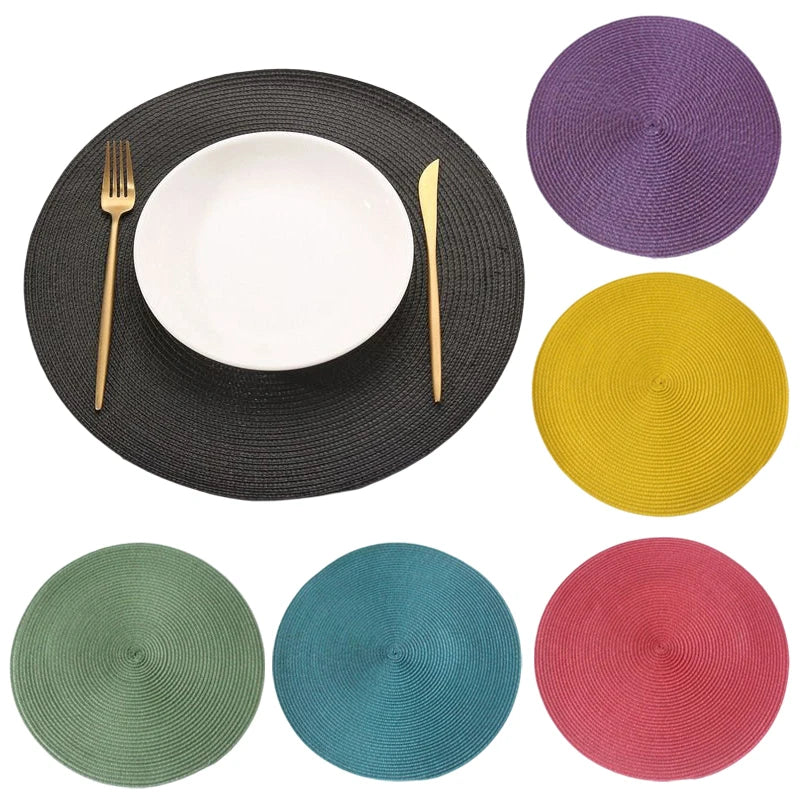 Napperon rond anti-dérapant pour table à manger en couleur bordeaux