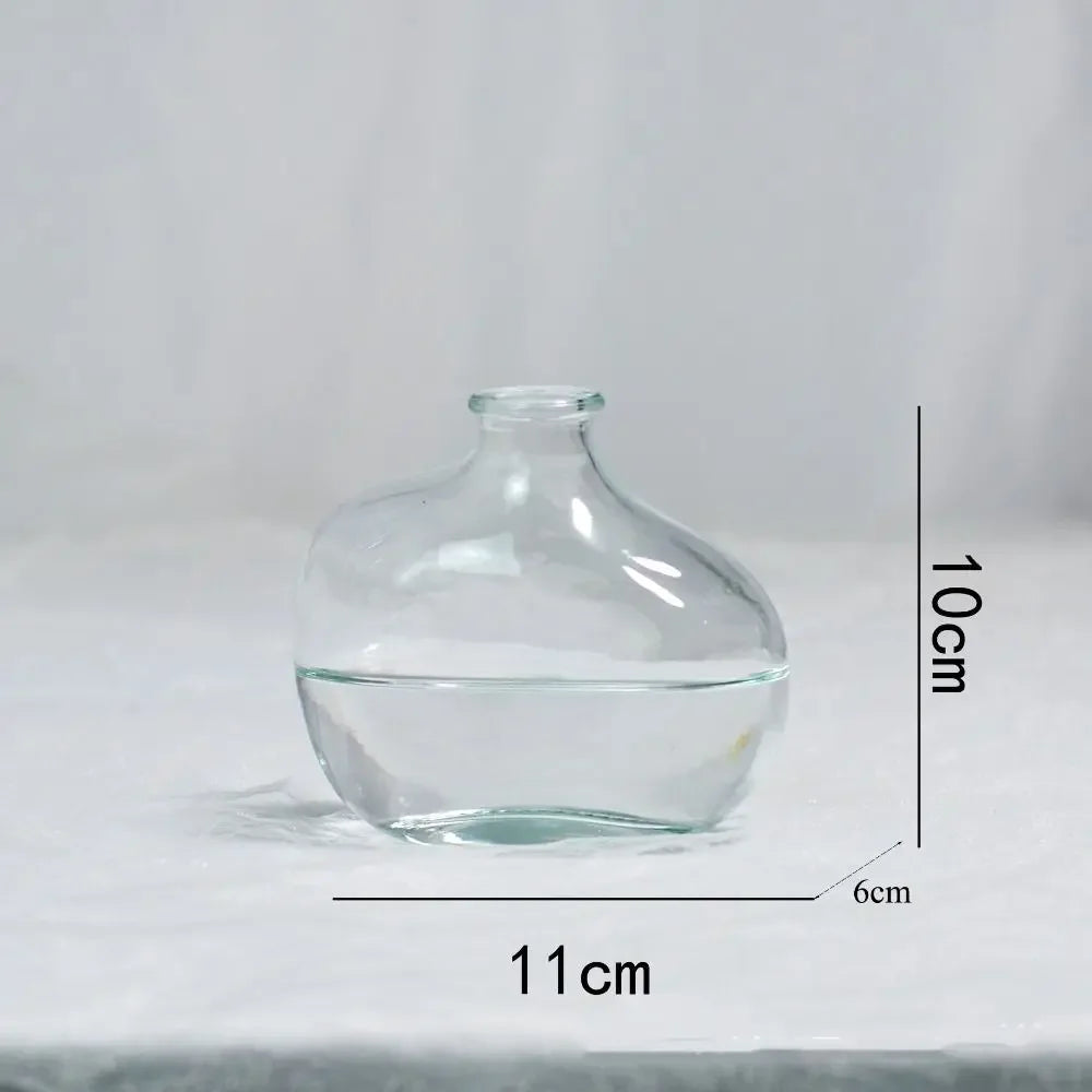 vases verre marron bleu transparent modernes décoration maison fleurs artificielles ombre mat translucent minimaliste