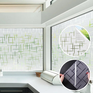 film fenêtre décoratif blanc vert réseau moderne non adhésif opacité 45x200cm 60x300cm