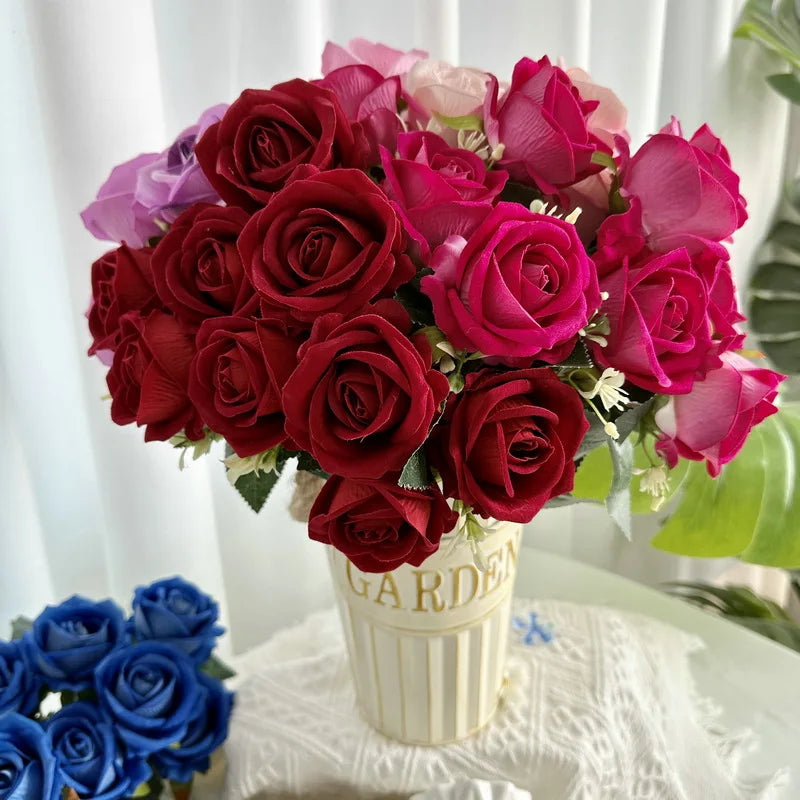 bouquet roses artificielles soie decoration intérieure moderne élégante anniversaire fiançailles graduation valentin
