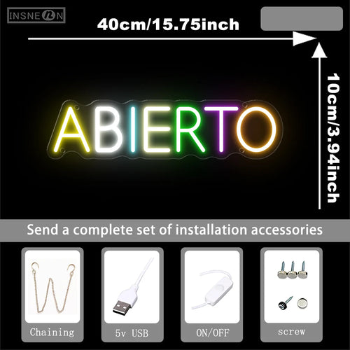 néon lumineux moderne lettres relief jaune blanc vert rose orange USB