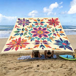 tapis sol multicolore fleurs modernes pop art ruban fixation 150x150cm 185x185cm 240x185cm