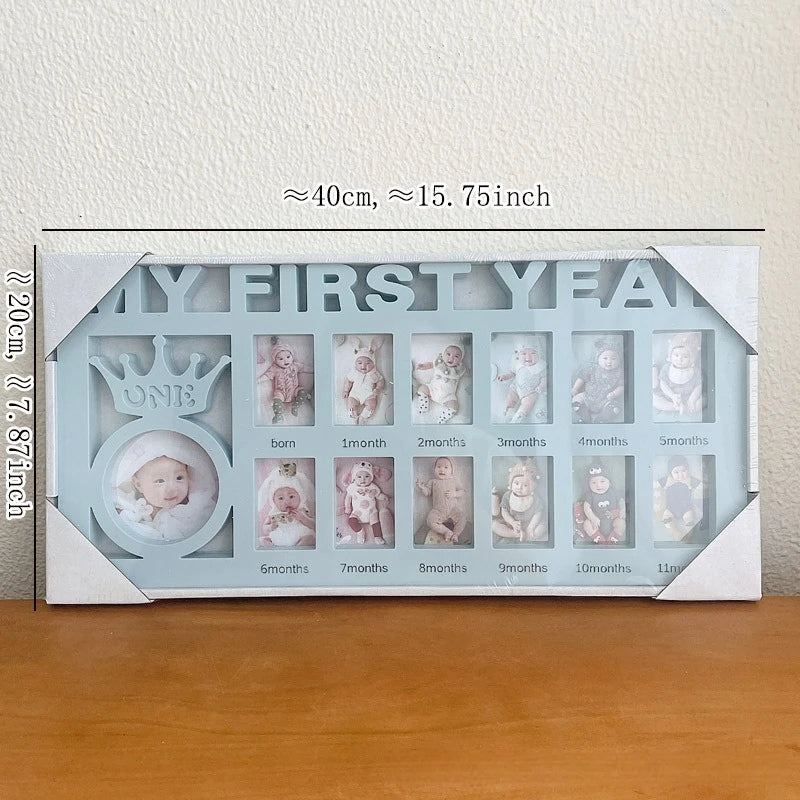 cadre photo bébé rose couronne my first year clips magnétiques photos mois année moderne
