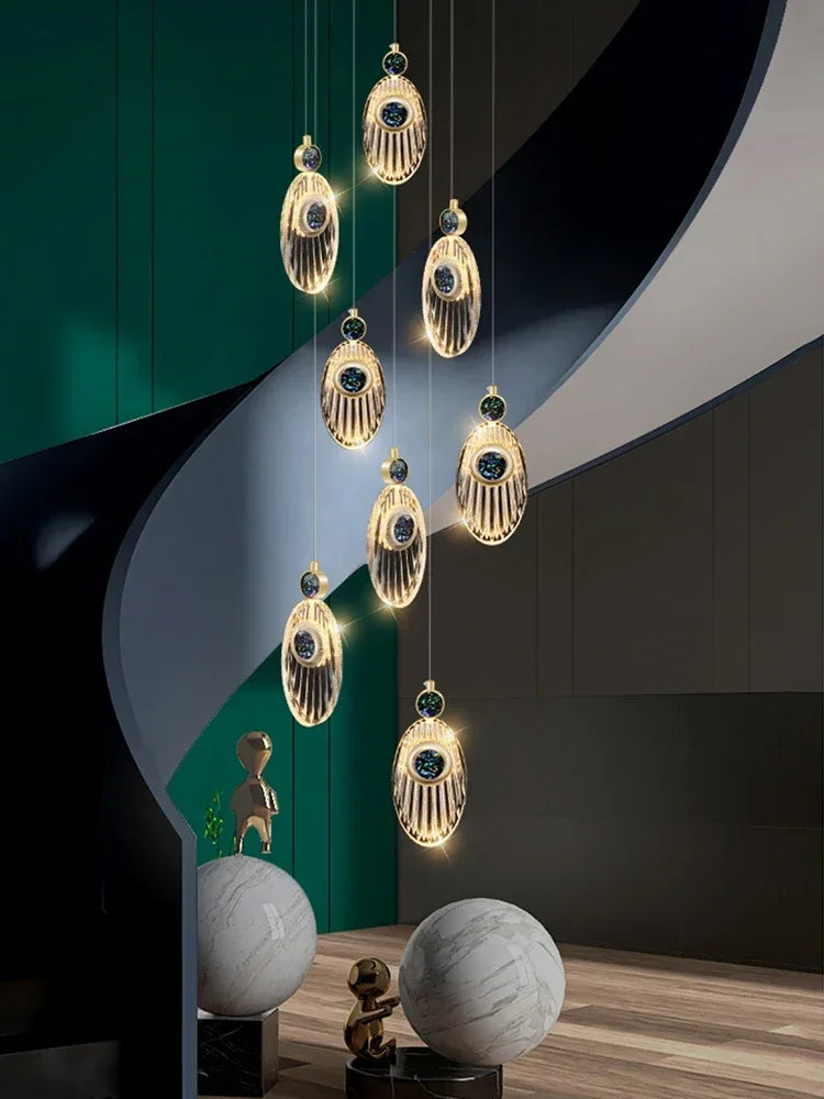 suspension lumineuse or noir ovale géométrique contemporain élégant 249 2000 lumens métal certification ul