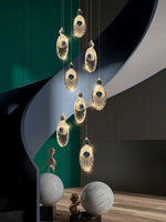 suspension lumineuse or noir ovale géométrique contemporain élégant 249 2000 lumens métal certification ul