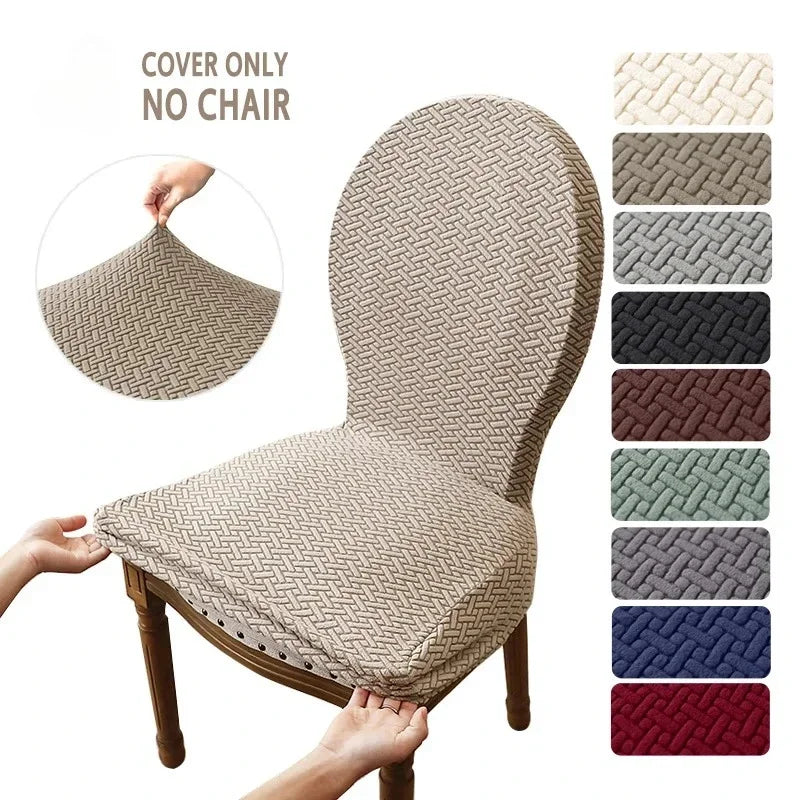 housse chaise tissée motifs géométriques beige moderne protection salon mariage