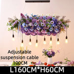 suspension lumineuse moderne violet fleurs artificielles chaîne noire led guirlande interrupteur tactile 2000lm