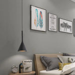 lampe suspendue moderne conique noir bleu blanc rose gris minimaliste câble E27
