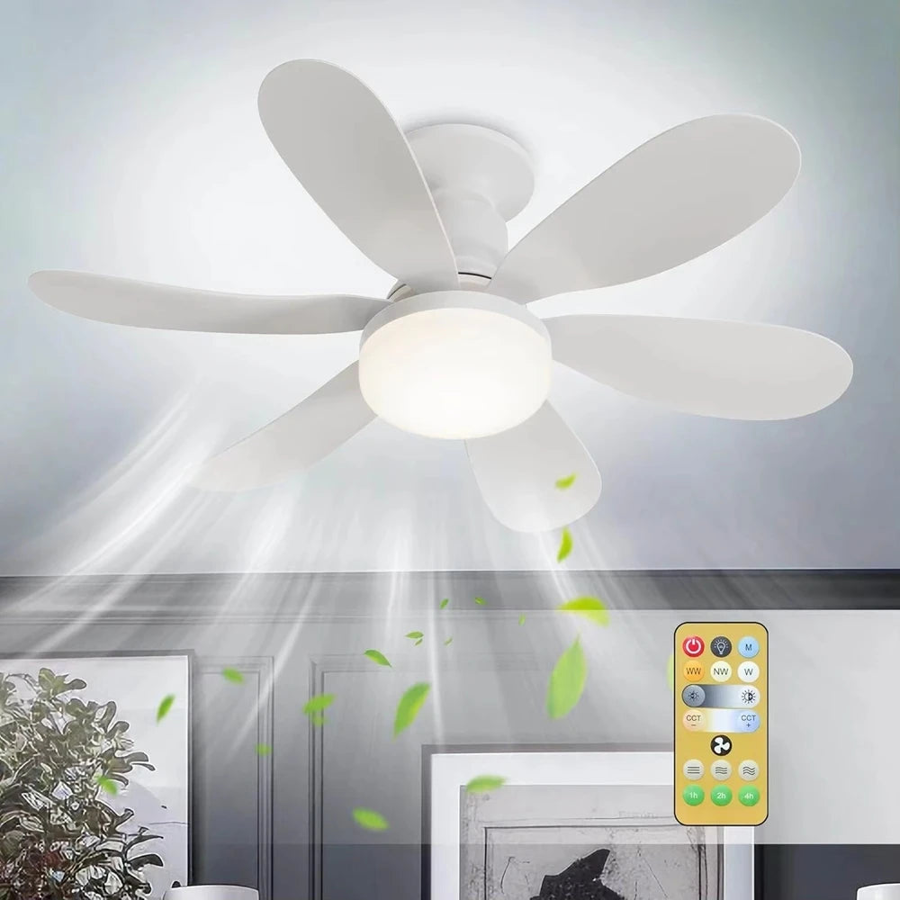 ventilateur lumière led 40w télécommande intensité réglable blanc moderne chambre cuisine salle bain
