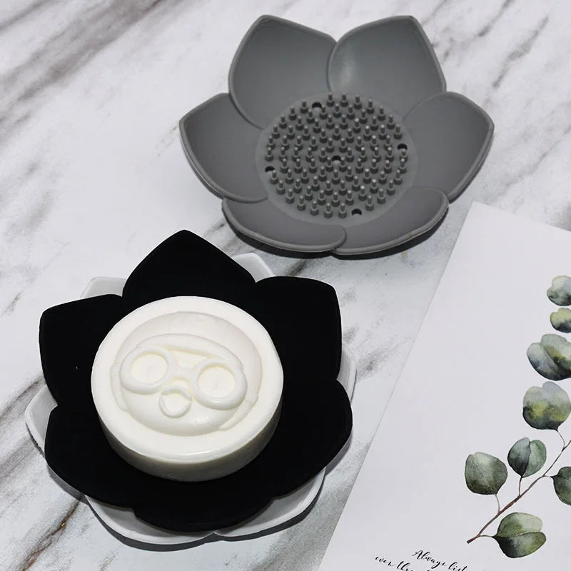 porte savon silicone fleur lotus noir blanc gris rose vert bleu violet moderne salle