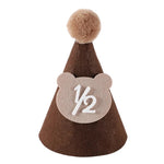 chapeau fête bébé marron velours pompon ruban chiffre imprimé 16cm 11cm anniversaire unisexe opacité
