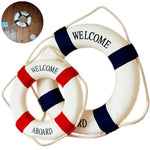 bouée décorative nautique rouge bleu corde rayures mur marine decorationintérieur