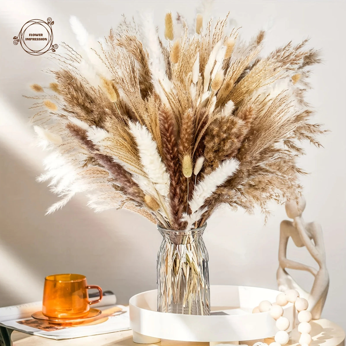 bouquet fleurs séchées boho chic herbe pampas décor table maison anniversaire mariage rustic