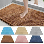 tapis bain polyester anti dérapant lavable machine moderne gris bleu marron texture boules 40x60cm