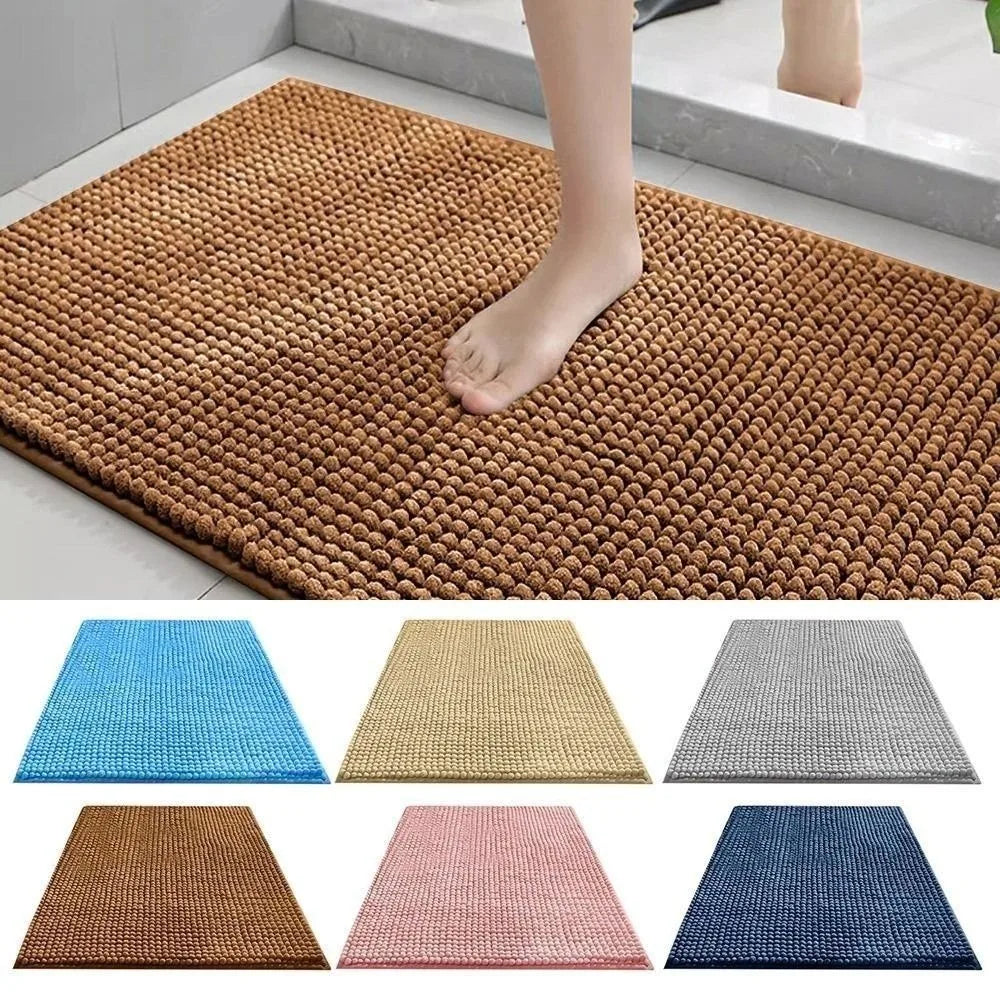 tapis bain polyester anti dérapant lavable machine moderne gris bleu marron texture boules 40x60cm
