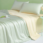 drap plat uni satiné vert clair moderne élégant tissu microfibre soie été polyester frais