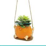support jardinière suspendu résine orange pot plante swing ludique balcon jardin